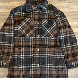 H&M Divided Jacket-weave Shacket Size XS Brown/plaid